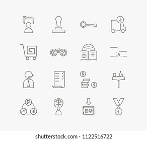 Business icon set and fund with text, news and list. Archive related business icon vector for web UI logo design.