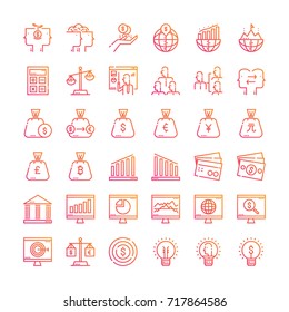 Business Icon set. Gradient line icons Style.