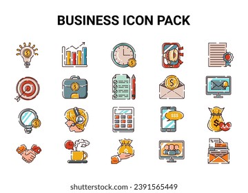 Business icon set hand-drawn vector illustration