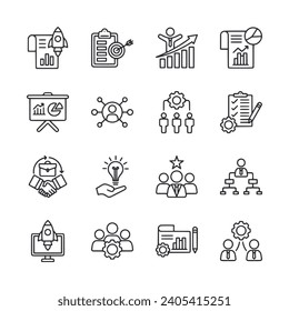 Business icon set isolated on white