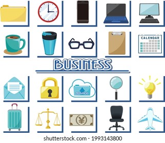 Business icon set laptop  mobile phone 【illustration material】