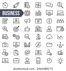 Icono de negocio. Conjunto de iconos de negocio. Estilo lineal.