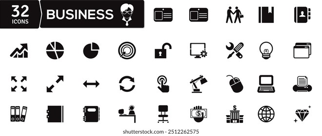 Business icon. Icon set for meeting, finance, company, growth, planning.