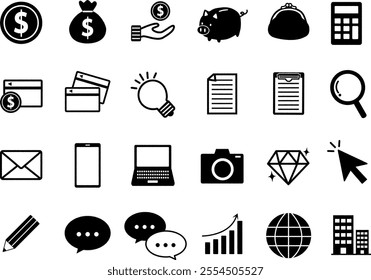 
Business icon set (monochrome ver)