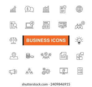 Business icon set. Most popular Business icon. Line shape Business symbol