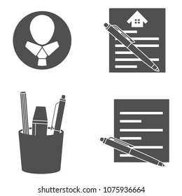 Business icon set, Office icon set, 4 icons set, vector eps 10, white isolated, white background