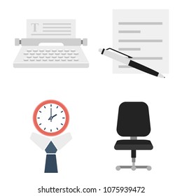 Business icon set, Office icon set, 4 icons set, vector eps 10, white isolated, white background