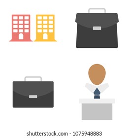 Business icon set, Office icon set, 4 icons set, vector eps 10, white isolated, white background