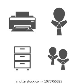 Business icon set, Office icon set, 4 icons set, vector eps 10, white isolated, white background