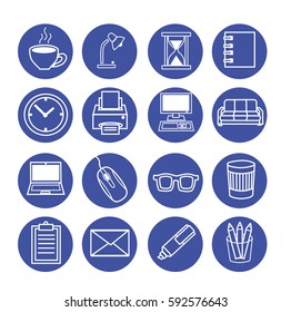 Business icon set. Office supplies. Vector.
