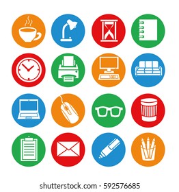 Business icon set. Office supplies. Vector.