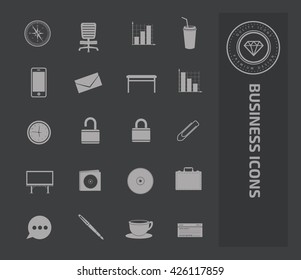 Business icon set on clean background,vector
