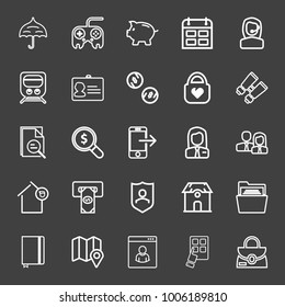 Business icon set with opened umbrella outlined