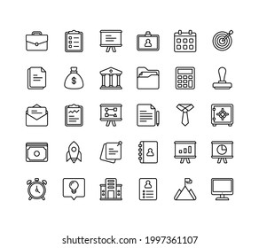 Business icon set with outline icon