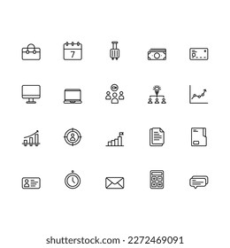 Business icon set. Business outline icon set. Vector illustration. 