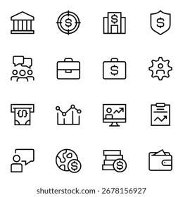 Business Icon Set Outline Vector Icons for Corporate and Office Design