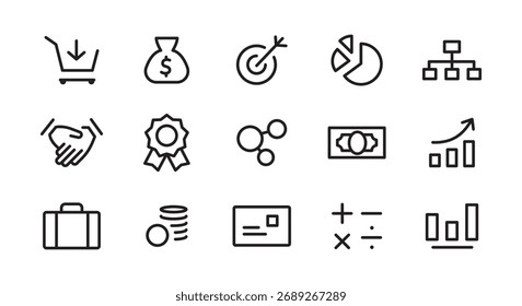 business icon set pack line and flat icons set pack, editable stroke isolated on white, linear vector outline illustration, symbol logo design style