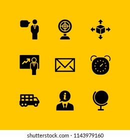 business icon set with presentation, email and globe vector icons for web and graphic design