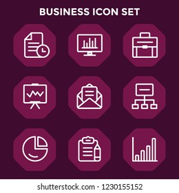 Business icon set in red maroon background for web design