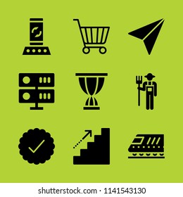 business icon set. With server, tablas and farmer  vector icons for graphic design and web