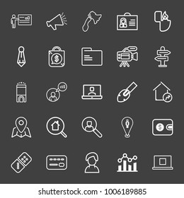 Business icon set with shopping bag with price tag outlined