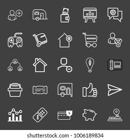 Business icon set with shopping trolley outlined