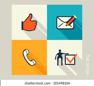 Business icon set. Software and web development, marketing, e-commerce. Flat design