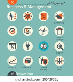 Business icon set. Software and web development, marketing, global communications. The map image is derived from the materials of the University of Texas Libraries, The University of Texas at Austin.