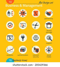 Business icon set. Software and web development, marketing, global communications. The map image is derived from the materials of the University of Texas Libraries, The University of Texas at Austin.