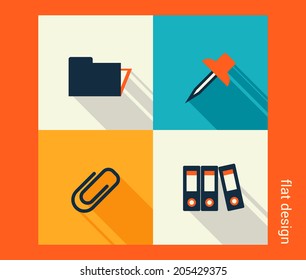 Business icon set. Software and web development, marketing, global communications. Flat design