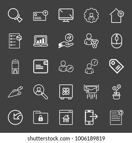 Business icon set with statistics outlined, earning money outlined