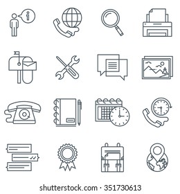 Business icon set suitable for info graphics, websites and print media. Black and white flat line icons.