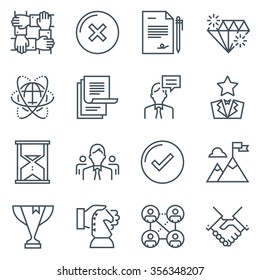 Business icon set suitable for info graphics, websites and print media. Black and white flat line icons.