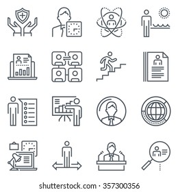 Business icon set suitable for info graphics, websites and print media. Black and white flat line icons.