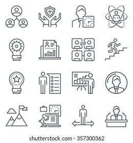 Business icon set suitable for info graphics, websites and print media. Black and white flat line icons.