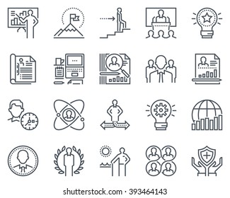 Business icon set suitable for info graphics, websites and print media. Black and white flat line icons.