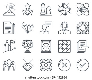 Business icon set suitable for info graphics, websites and print media. Black and white flat line icons. - Shutterstock ID 394452964