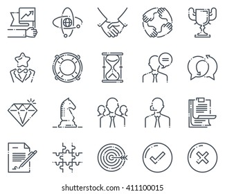 Business icon set suitable for info graphics, websites and print media. Black and white flat line icons.