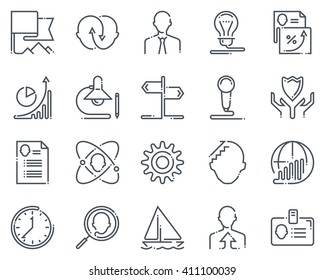 Business icon set suitable for info graphics, websites and print media. Black and white flat line icons.