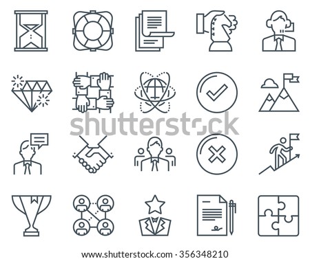 Business icon set suitable for info graphics, websites and print media. Black and white flat line icons.