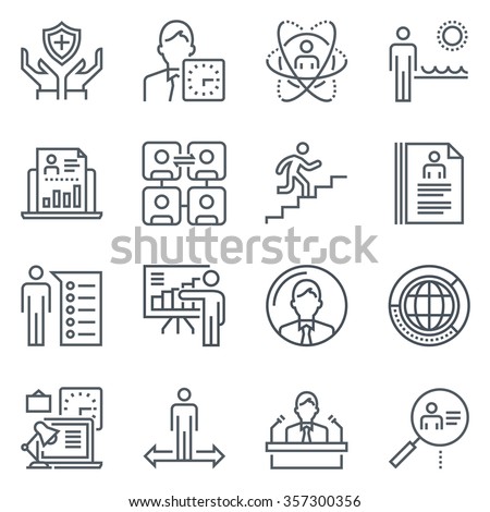 Business icon set suitable for info graphics, websites and print media. Black and white flat line icons.