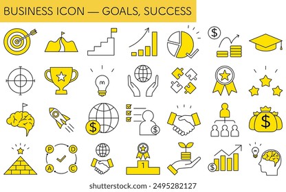 Business icon set of targets, goal attainment, and goals, Vector Illustration