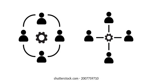Business icon set of team working together. Vector illustration