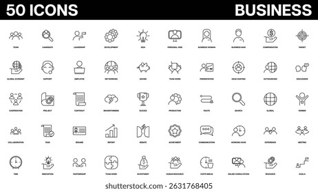 Business icon set. Teamwork, strategy, planning, leadership, employee icon set. Icons vector collection