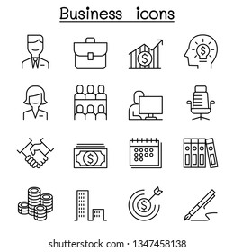 Business icon set in thin line style