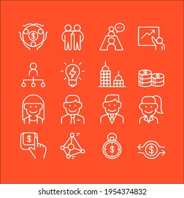 business icon set in thin line style vector symbol set design flat sign graphic thin line isolated style concept theme element filled editable stroke pictograms web object collection outline