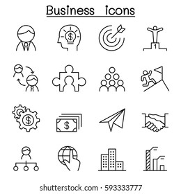 Business icon set in thin line style