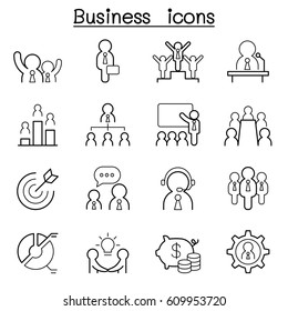 Business icon set in thin line style