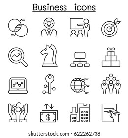 Business icon set in thin line style