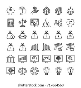 Business Icon set. Thin line icons Style.
